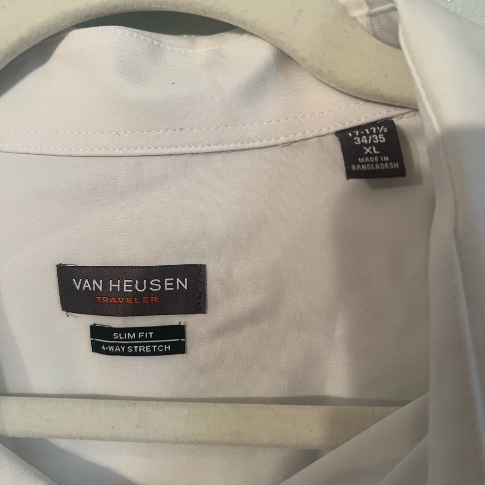 Van Heusen Men's White Button Down Dress Shirt Size XL 34/35 Slim Fit - Picture 2 of 4